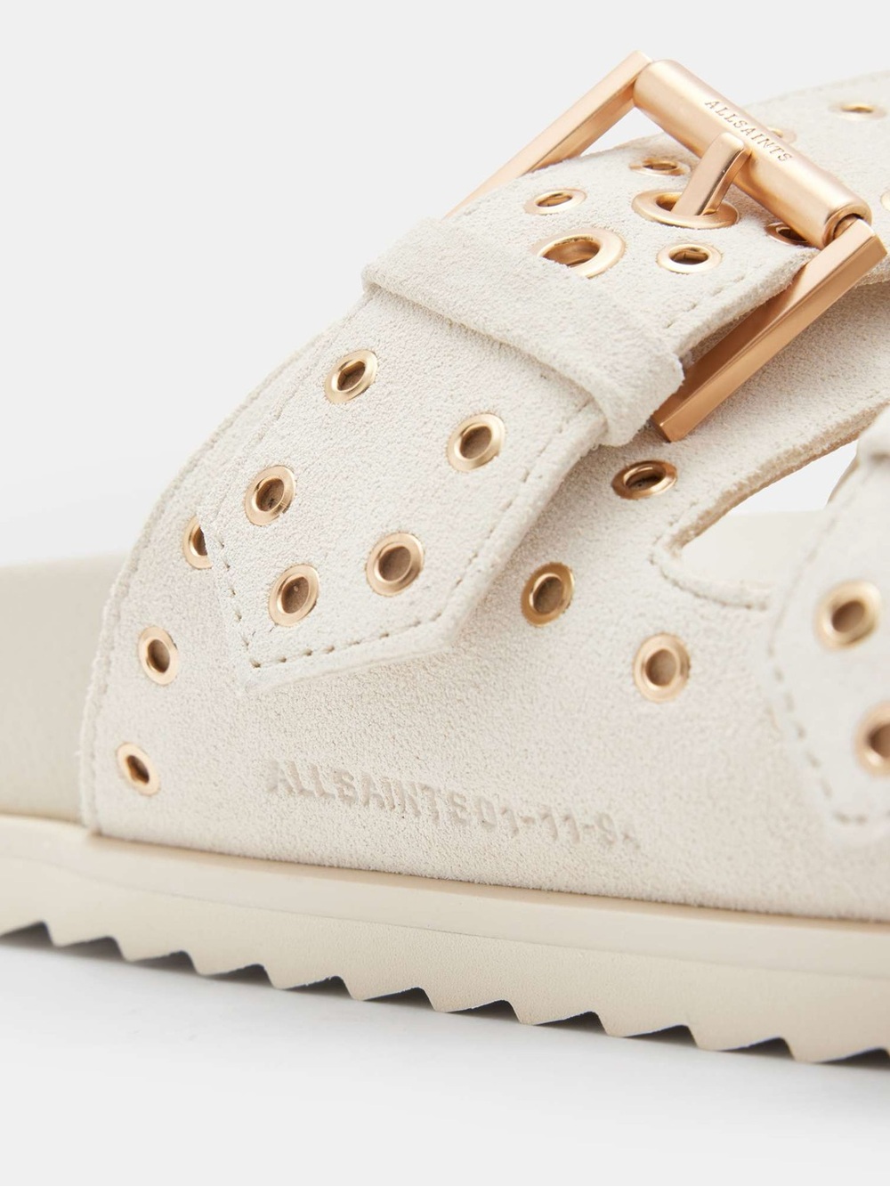All saints KHAI TWO STRAP SUEDE EYELET SANDALS - Picture 4 of 6